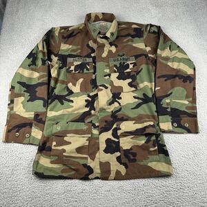 VTG US Army Jacket Mens Medium X-Long Woodland Camo 101st Airborne Patch Ripstop